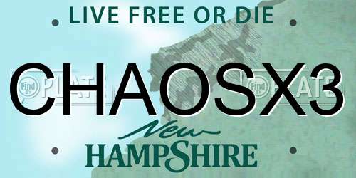 CHAOSX3 New Hampshire License Plate