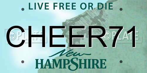 CHEER71 New Hampshire License Plate