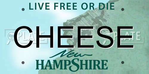 CHEESE New Hampshire License Plate
