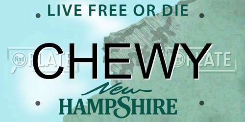 CHEWY New Hampshire License Plate
