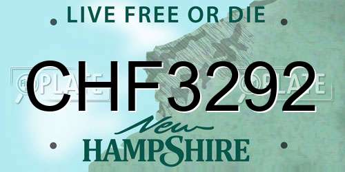 CHF3292 New Hampshire License Plate