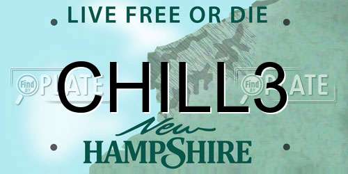 CHILL3 New Hampshire License Plate
