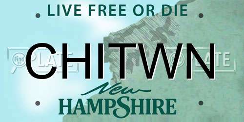 CHITWN New Hampshire License Plate