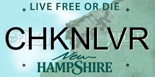 CHKNLVR New Hampshire License Plate