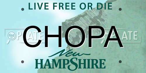 CHOPA New Hampshire License Plate