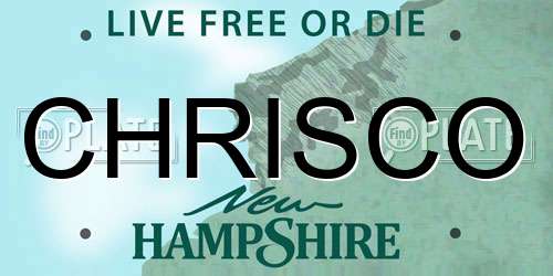 CHRISCO New Hampshire License Plate