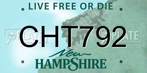 CHT792 New Hampshire License Plate