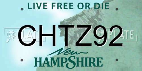 CHTZ92 New Hampshire License Plate