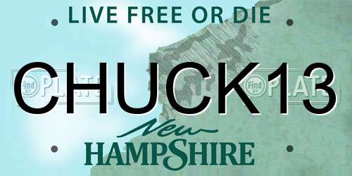CHUCK13 New Hampshire License Plate