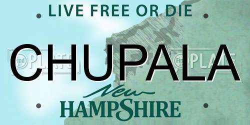 CHUPALA New Hampshire License Plate