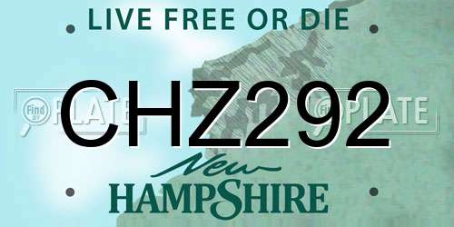 CHZ292 New Hampshire License Plate