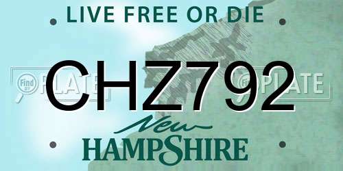 CHZ792 New Hampshire License Plate