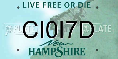 CI0I7D New Hampshire License Plate