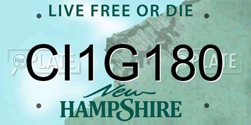 CI1G180 New Hampshire License Plate