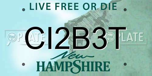 CI2B3T New Hampshire License Plate
