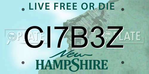 CI7B3Z New Hampshire License Plate