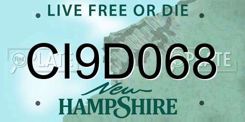 CI9D068 New Hampshire License Plate