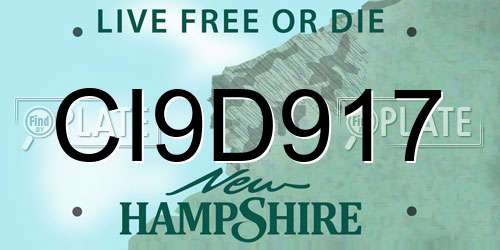 CI9D917 New Hampshire License Plate
