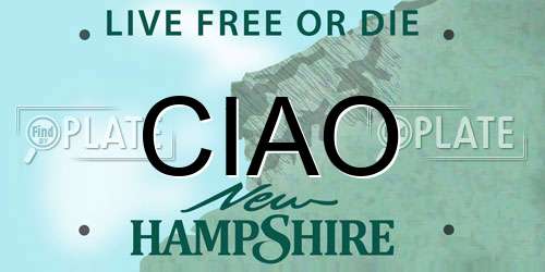 CIAO New Hampshire License Plate