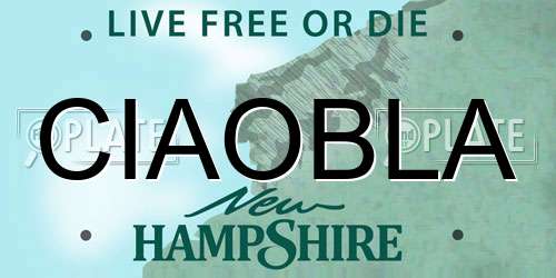 CIAOBLA New Hampshire License Plate