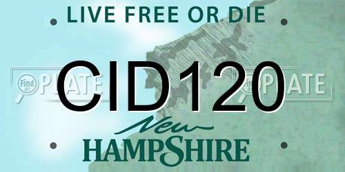 CID120 New Hampshire License Plate