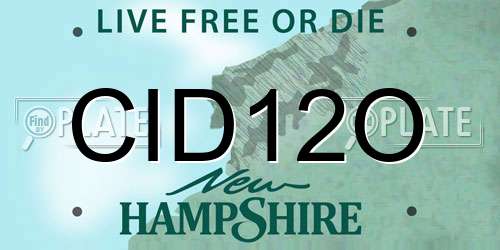CID12O New Hampshire License Plate