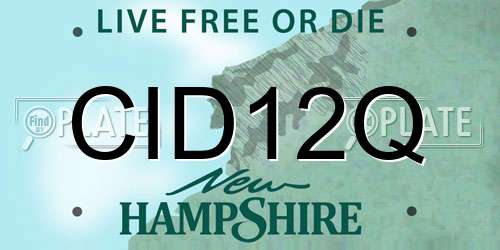 CID12Q New Hampshire License Plate