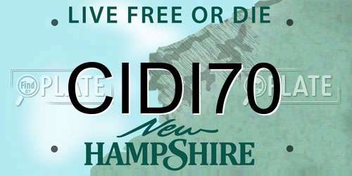 CIDI70 New Hampshire License Plate