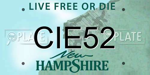 CIE52 New Hampshire License Plate