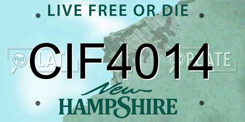 CIF4014 New Hampshire License Plate