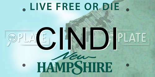 CINDI New Hampshire License Plate
