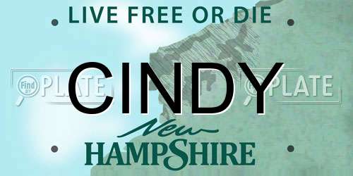 CINDY New Hampshire License Plate