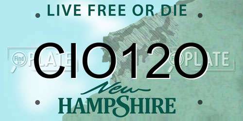 CIO12O New Hampshire License Plate