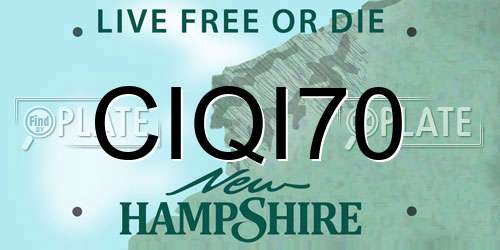 CIQI70 New Hampshire License Plate