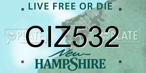 CIZ532 New Hampshire License Plate