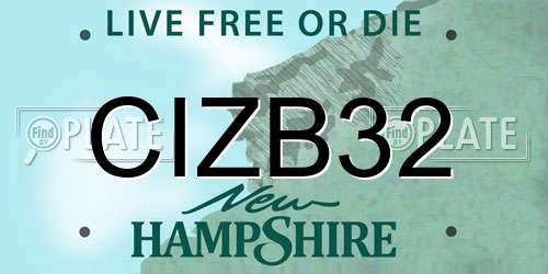 CIZB32 New Hampshire License Plate