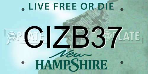 CIZB37 New Hampshire License Plate