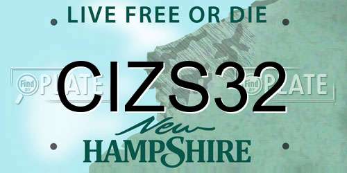 CIZS32 New Hampshire License Plate