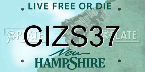 CIZS37 New Hampshire License Plate