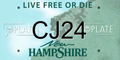 CJ24 New Hampshire License Plate