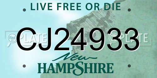 CJ24933 New Hampshire License Plate
