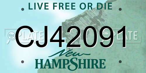 CJ42091 New Hampshire License Plate
