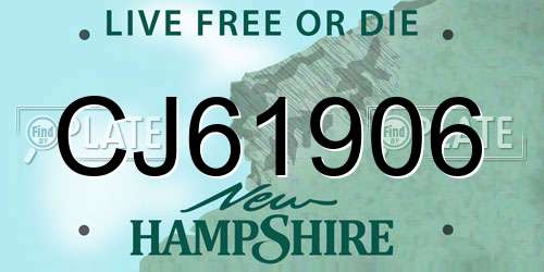 CJ61906 New Hampshire License Plate