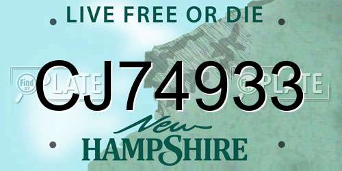 CJ74933 New Hampshire License Plate