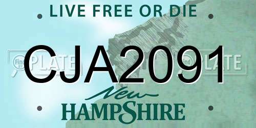 CJA2091 New Hampshire License Plate