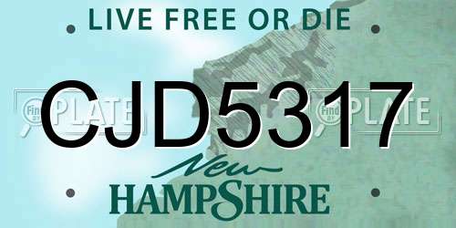 CJD5317 New Hampshire License Plate