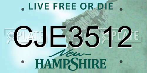 CJE3512 New Hampshire License Plate