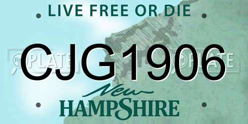 CJG1906 New Hampshire License Plate