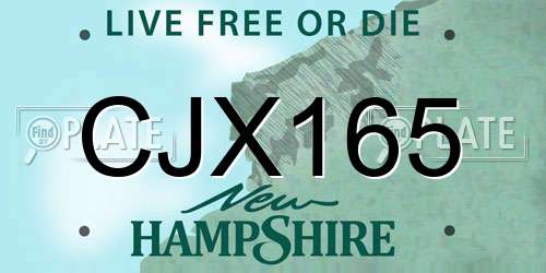 CJX165 New Hampshire License Plate