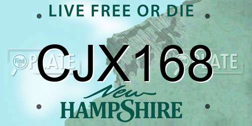 CJX168 New Hampshire License Plate